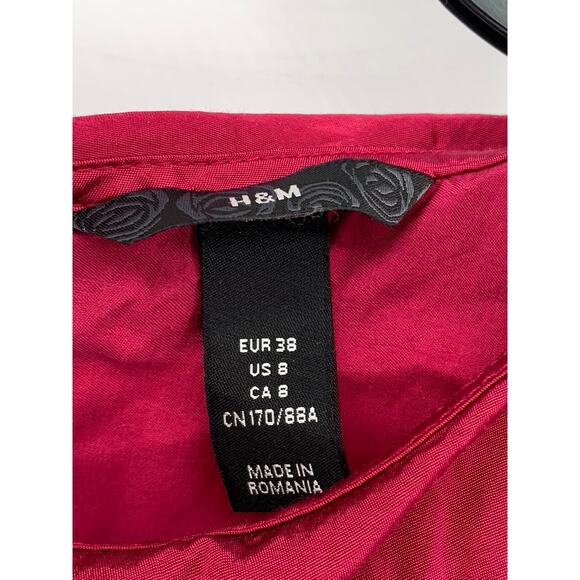 H&M Women's Pink Solid Sailor Collar Short Cap Sleeve Top SZ 8 - Picture 7 of 10